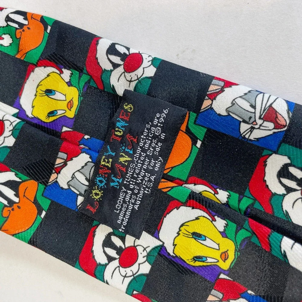 Vintage 1996 Looney Tunes Christmas‎ Tie Mens Bugs Bunny Tweety Holiday Necktie